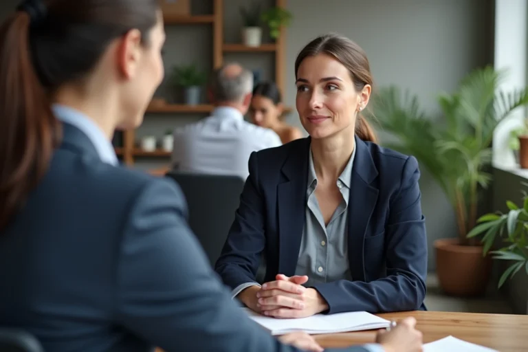 Séance de coaching professionnel entre une coach et sa cliente dans un espace de coworking moderne